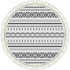 Rivera Halı | Fin Beyaz Kilim | VK6204 140 cm Yuvarlak