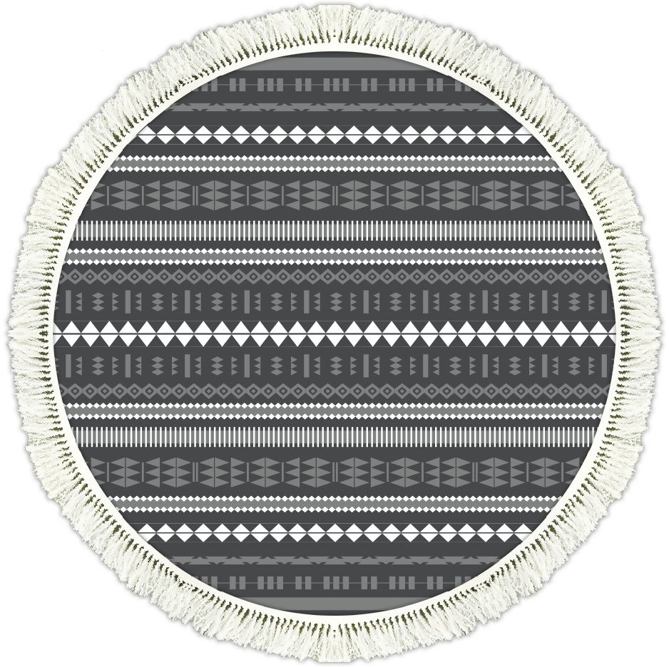 Rivera Halı | Oslo Gri Kilim | VK6202 140 cm Yuvarlak