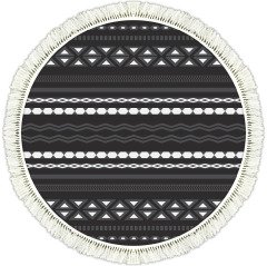 Rivera Halı | Fin Siyah Kilim | VK6206 140 cm Yuvarlak